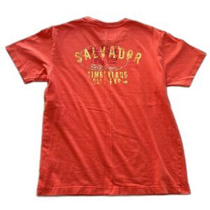 Vtg Timberland Shirt Trujillo Peru Salvador Sz Large Orange Graphic Gulf Coast